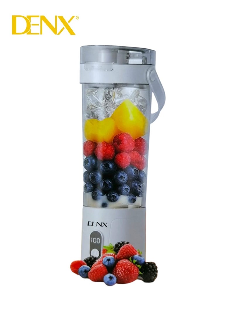 Denx 600ml Portable Blender, Electric Juicer, Fruit Blender, 2600mAh Rechargeable Battery via USB Port, Mini Smoothie Blender, 50W Personal Juicer - Image 1